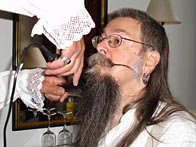 Frazer gets to work on Charlie's Moustache