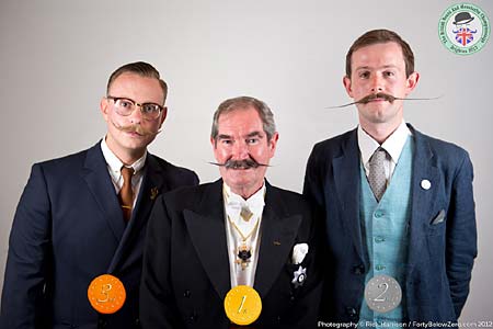 English Moustache Winners - 3 Ben Wykes - 2 Robbie Humphries - 1 Jonathan Van Halbert - Photo Rick Harrison. Click to enlarge and for carousel English Moustache Winners - 3 Ben Wykes - 2 Robbie Humphries - 1 Jonathan Van Halbert - Photo Rick Harrison. Click to enlarge and for carousel