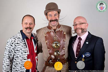 Freestyle Moustache Winners - 3 Stephen Parsons - 2 Dan Sederowsky - 1 Jake Craig - Photo Rick Harrison. Click to enlarge and for carousel Freestyle Moustache Winners - 3 Stephen Parsons - 2 Dan Sederowsky - 1 Jake Craig - Photo Rick Harrison. Click to enlarge and for carousel